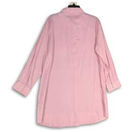 Womens Pink Long Sleeve Collared Front Pocket Button-Up Sleepshirt Size L alternative image