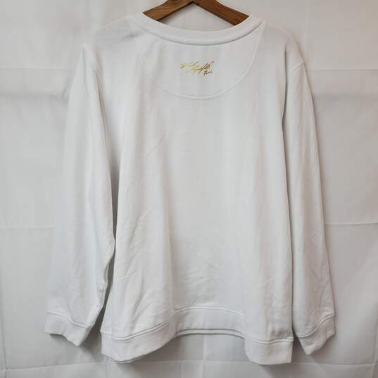 Karl Lagerfeld Paris White Gold Logo Pullover Sweatshirt Women's 1X image number 4