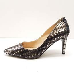 J. Renee Rylee Silver Metallic Leather Pump Heels Shoes Size 6.5 M