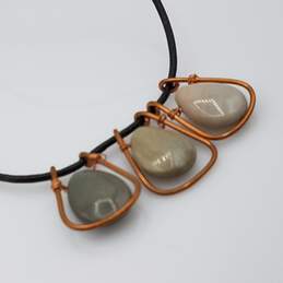 800 Silver Copper Accent Jasper Necklace Charms Pendants 16in Cord Chain 11.75g