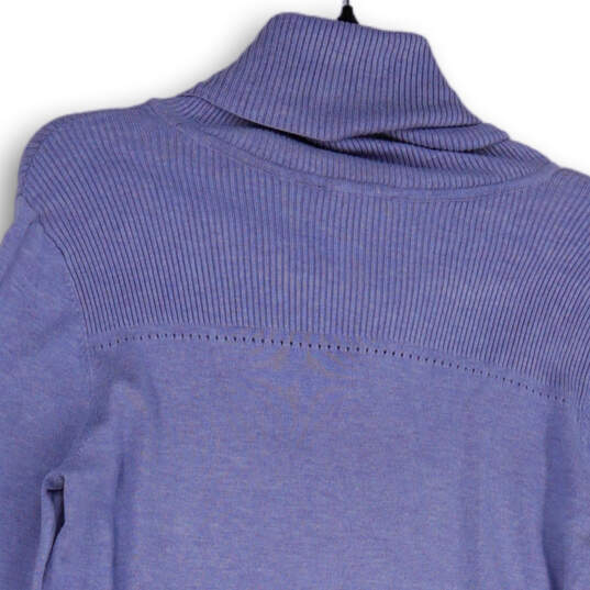 Womens Purple Knitted Long Sleeve Turtle Neck Pullover Sweater Size XS image number 4