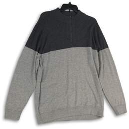 Walter Hagen Mens Gray Knitted Mock Neck 1/4 Zip Long Sleeve Sweater Size L