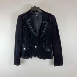 White House Black Market Women Black Corduroy Suit Jacket 10
