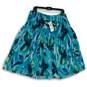 NWT Womens Blue Green Floral Pleated Front Side Zip Flare Skirt Size 12 image number 1