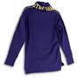 Womens Blue High Neck Long Sleeve Fleece Lined Pullover Sweatshirt Size M image number 2