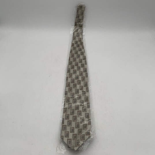 NWT Mens Multicolor Geometric Silk Keeper Loop Pointed Necktie Size XL image number 1