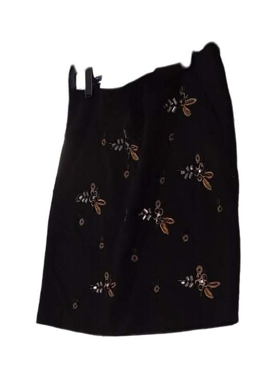 Womens Black Elastic Waist Slash Pockets Jeweled Casual Mini Skirt Size 4 image number 2