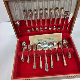 I.S. Wm. Rogers Overlaid Silver Plated 53pc Flatware Set in Wood Case