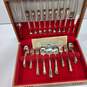 I.S. Wm. Rogers Overlaid Silver Plated 53pc Flatware Set in Wood Case image number 1