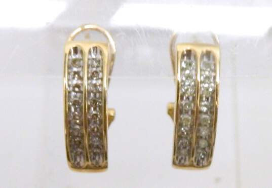 10K Yellow Gold 0.48 CTTW Diamond Omega Back Earrings 5.6g image number 2