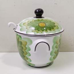 Soup Tureen w/Spoon Hand Painted in Portugal alternative image
