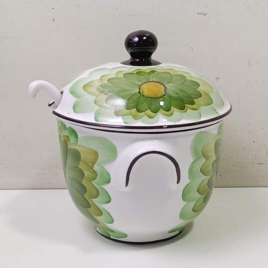 Soup Tureen w/Spoon Hand Painted in Portugal image number 2