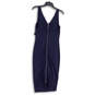 NWT Womens Blue V-Neck Back Zip Sleeveless Bodycon Dress Size Small image number 2