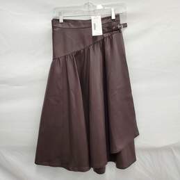 NWT Rebecca Taylor WM's Virgin Leather Brown Wrap Skirt Size 0