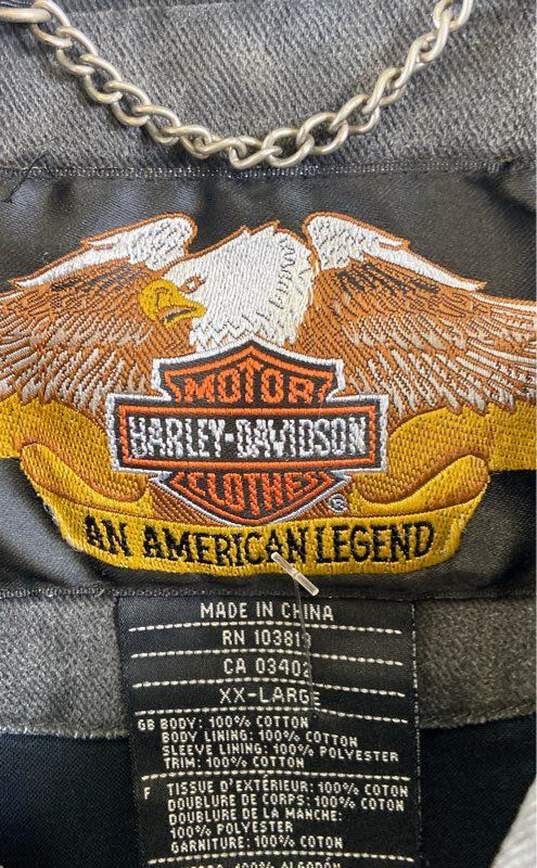Harley Davidson Men Black Washed Patched Jacket XXL image number 3