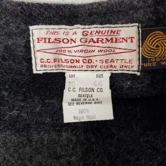 VTG Filson's Mackinaw MN's 100% Virgin Wool Black & Gray Plaid Vest Size 44 image number 3