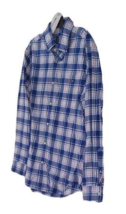 Mens Blue Check Collared Long Sleeve Button Up  Shirt Size Medium