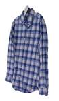 Mens Blue Check Collared Long Sleeve Button Up  Shirt Size Medium image number 1