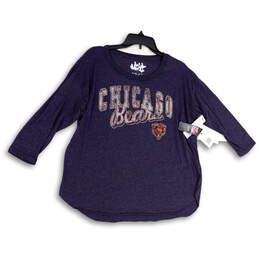NWT Womens Blue Chicago Bears Round Neck NFL Pullover T-Shirt Size Large