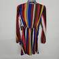 Multicolor Striped Long Sleeve V Neck Dress With Waist Sash image number 2