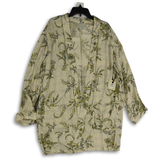 NWT Womens Off-White Floral Long Sleeve Open Front Shrug Size 1 image number 1
