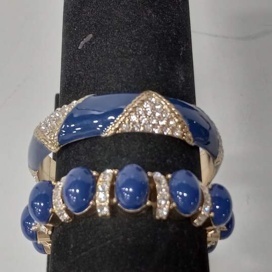 Dark Blue & Rhinestones Fashion Costume Jewelry Assorted 5pc Lot image number 4