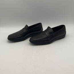 Mens Black Leather Round Toe Slip-On Casual Loafer Shoes Size 8.5