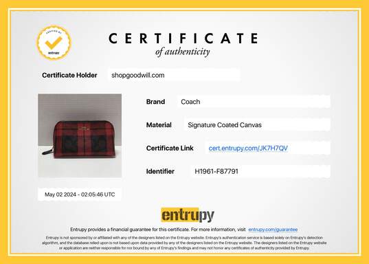 2pc Set of Authenticated Coach Signature Canvas w/Field Plaid Print Wallets image number 7