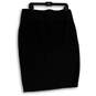 Women Black Elastic Waist Back Slit Pull-On Straight & Pencil Skirt Size XL image number 2