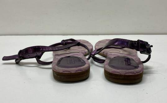 COACH Plum Signature T-Strap Thong Sandals Size 6 B image number 4