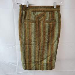 Wool Green and Brown Stripe Pattern Skirt alternative image