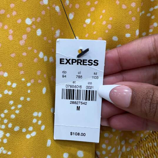 NWT Express Womens Yellow White Ruffle Sleeveless V-Neck Maxi Dress Size Medium image number 4