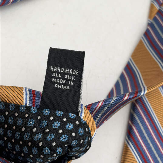 NWT Mens Multicolor Silk Striped Four-In Hand Adjustable Designer Neck Tie image number 3