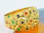 14K Yellow Gold Honeycomb Pattern Colorful Enamel Dome Ring 3.8g image number 1