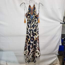 Sakkas Lizi WM's Beaded & Embroidered Animal Print Halter Beach Party Maxi Dress Size One Size