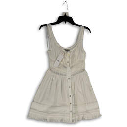 NWT Womens White Sleeveless Lace-Inset Button Front Mini Dress Size SP