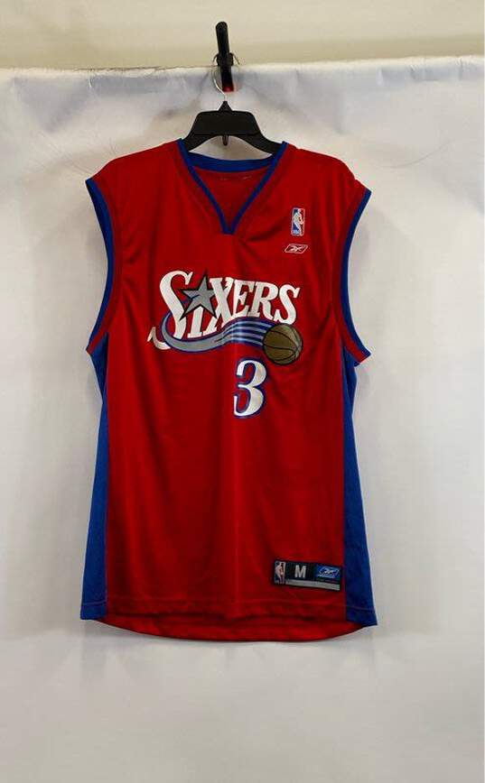 Reebok Men's Red #3 Iverson Sixers Jersey- M image number 1
