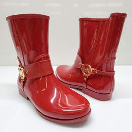Michael Kors Women's Fulton Harness Rain Booties Red Size 8