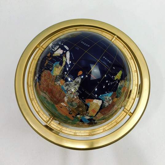 Semi-Precious Gemstone World Globe w/ Compass Stand image number 3