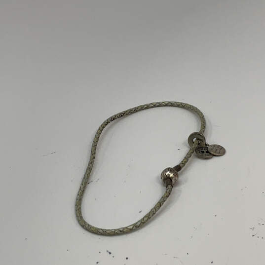 Designer Pandora S925 Sterling Silver Woven Leather Clasp Charm Bracelet image number 2