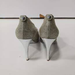 Women's Michael Kors Silver Glitter Open Toe Heels 7.5M alternative image