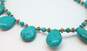Bali Artisan 925 Sterling Silver Faux Turquoise Necklace 41.3g image number 2