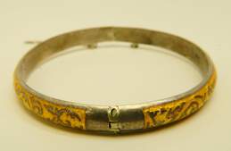 Vintage Siam Sterling Yellow Enamel Dragon Boat Bracelet 15.3g