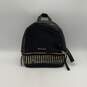 Womens Black Leather Studded Adjustable Strap Zipper Backpack Bag image number 1