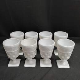 Set of 8 Milk Glass Goblets