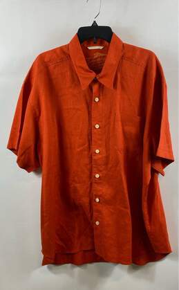 Tommy Bahama Mens Orange Short Sleeve Spread Collar Button-Up Size 2XL