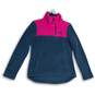 The North Face Womens Pink Blue Fleece 1/4 Zip Long Sleeve Pullover Jacket Sz S image number 1