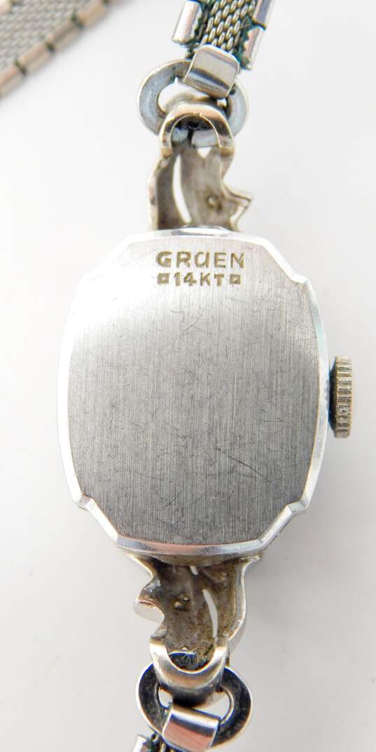 Ladies Vintage Gruen 14K White Gold Diamond Accent Case 17 Jewels Watch 14.0g image number 8
