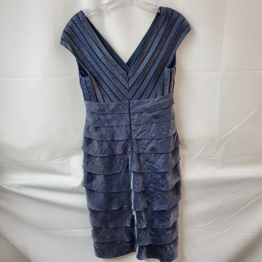 Adrianna Papell Blue Sleeveless Tiered Pleated Cocktail Dress Size 4 image number 3
