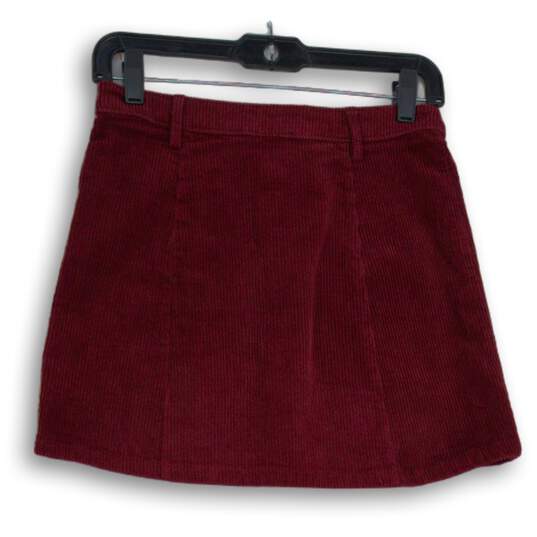 Forever 21 Womens Red Corduroy Front Button Mini Skirt Size Small image number 2